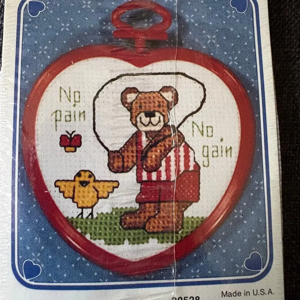 No Pain No Gain Vintage Mini Counted Cross Stitch Kit by New Berlin Co. - 1980s
